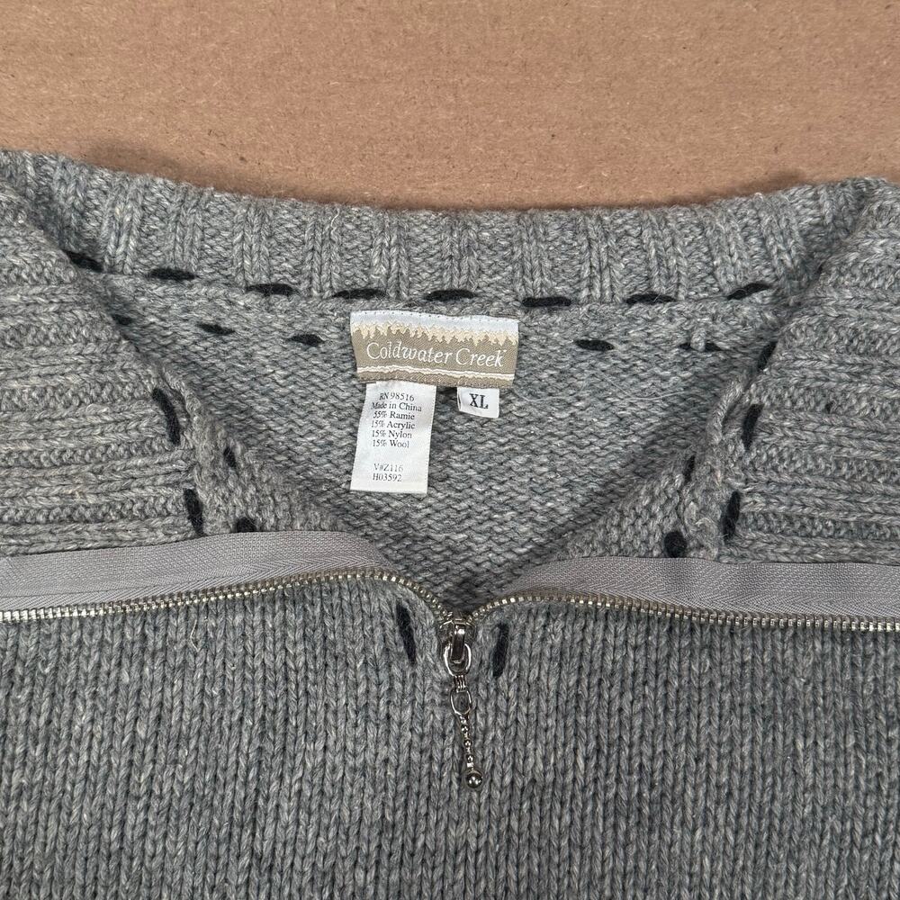 Vintage Grey Moose Half Zip Knit Sweater Winter Outdoor Fits Lrg Coldwater Creek - Picture 7 of 8